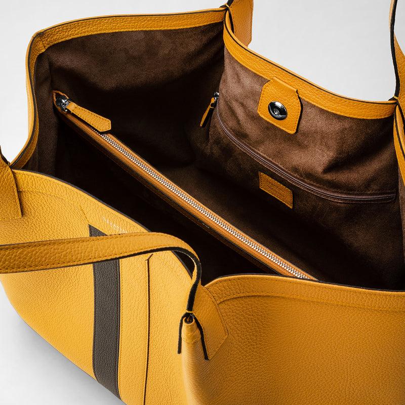 Serapian Secret tote bag in cachemire leather ochre espresso Outlet