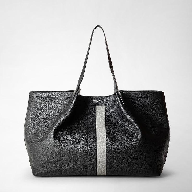 Serapian Borsa secret tote in pelle cachemire nero-asfalto In Vendita