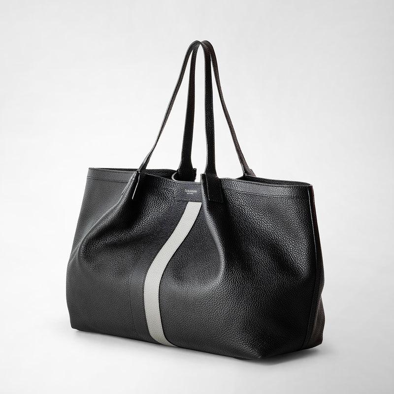 Serapian Borsa secret tote in pelle cachemire nero-asfalto In Vendita