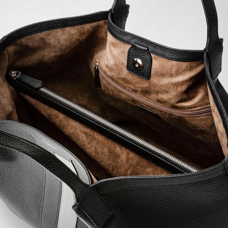 Serapian Borsa secret tote in pelle cachemire nero-asfalto In Vendita