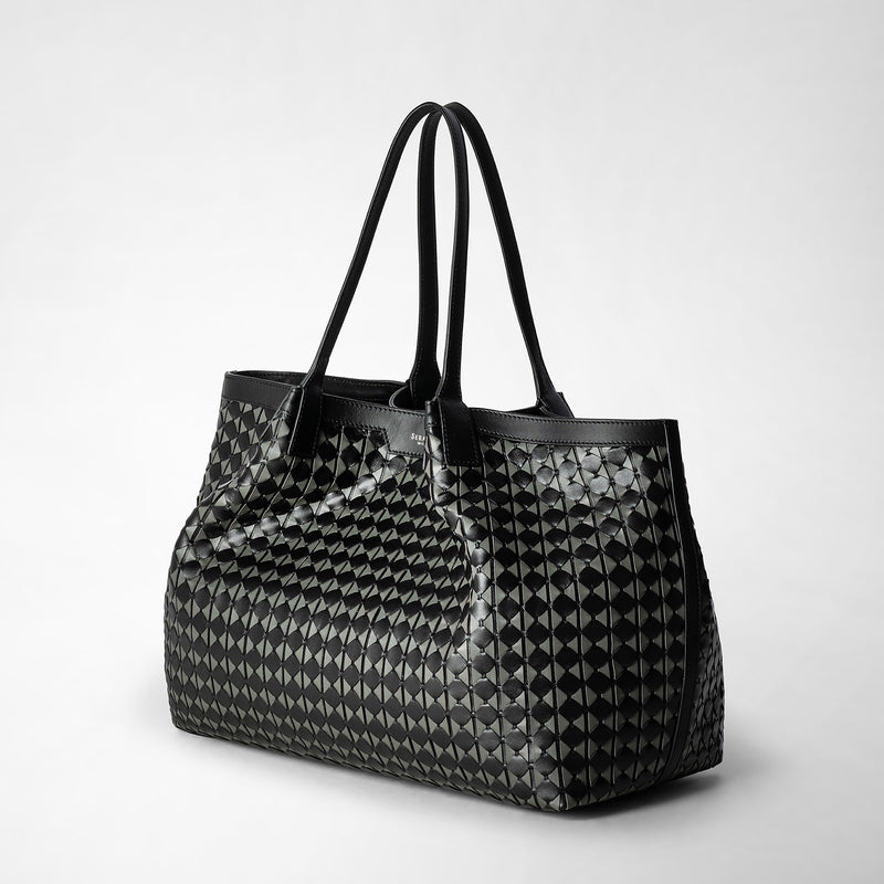 Serapian Secret tote bag in mosaico black asphalt Offerte