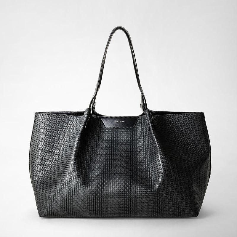 Serapian Tote bag secret in stepan asfalto-nero Vendita Calda