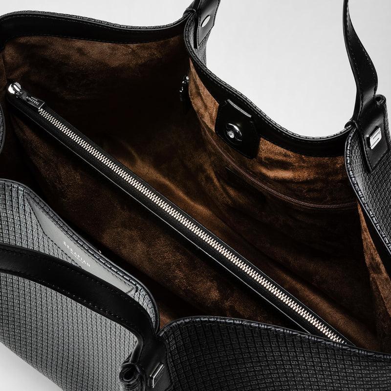 Serapian Tote bag secret in stepan asfalto-nero Vendita Calda