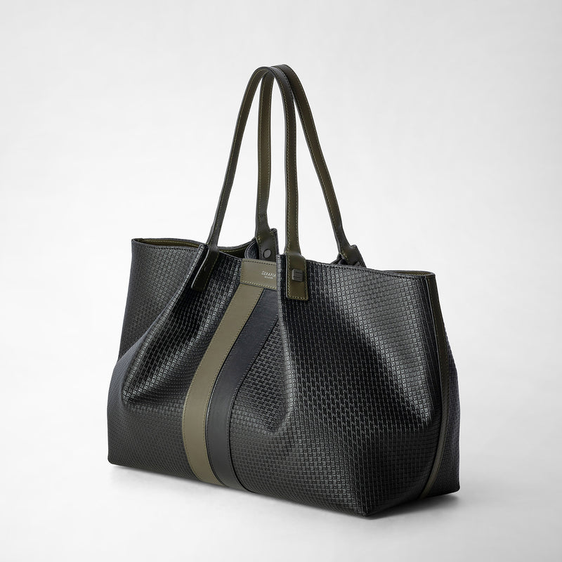 Serapian Secret tote bag in stepan eclipse black moss green Vendita Economica