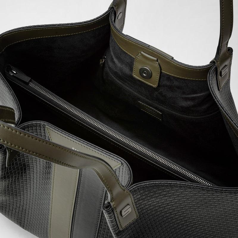 Serapian Secret tote bag in stepan eclipse black moss green Vendita Economica
