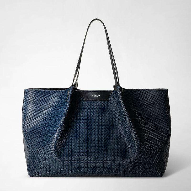 Serapian Tote bag secret in stepan blu oceano-nero Saldi Di Fabbrica