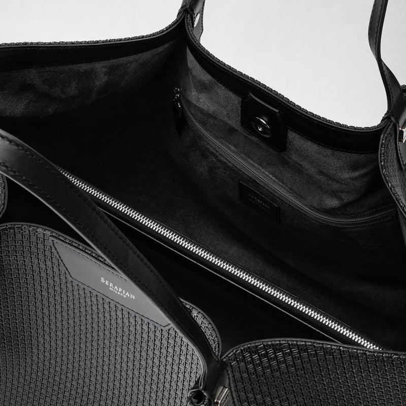 Serapian Tote bag secret in stepan nero-nero eclissi I Più Venduti