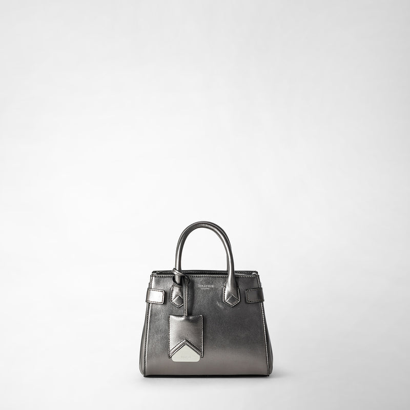 Serapian Mini meline' handbag in seta leather ruthenium Nuova