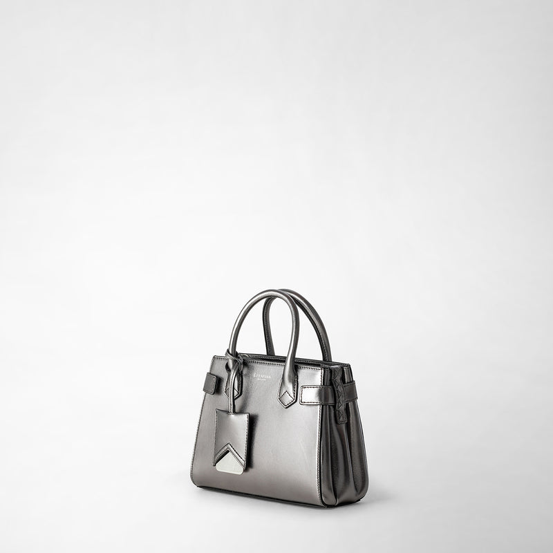 Serapian Mini meline' handbag in seta leather ruthenium Nuova