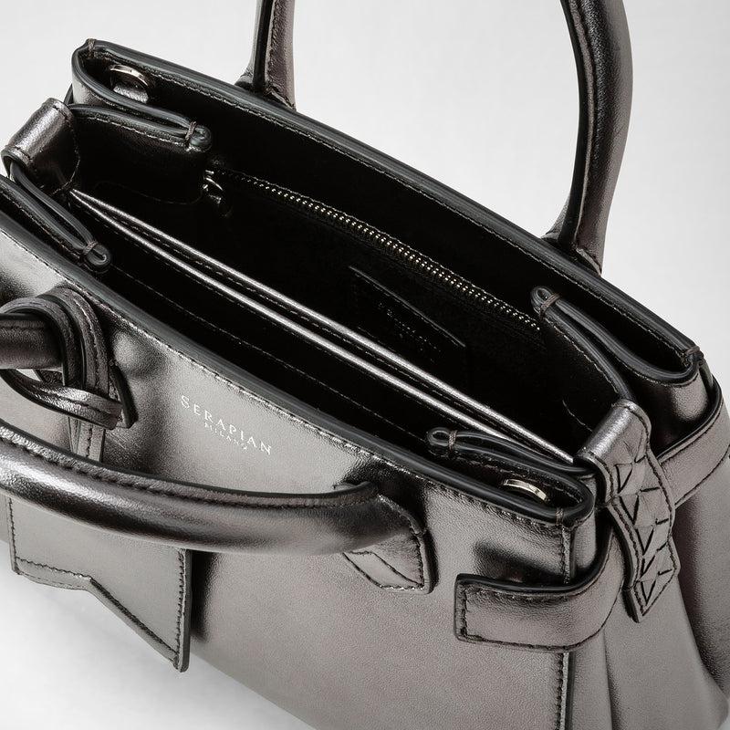 Serapian Mini meline' handbag in seta leather ruthenium Nuova