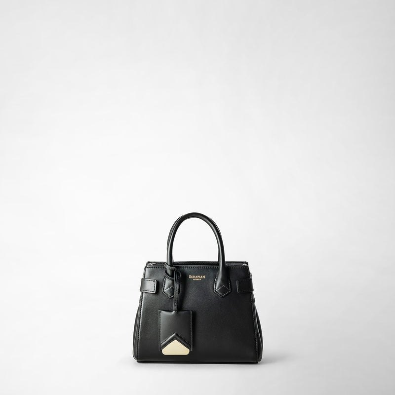 Serapian Mini meline' handbag in seta leather black 2025