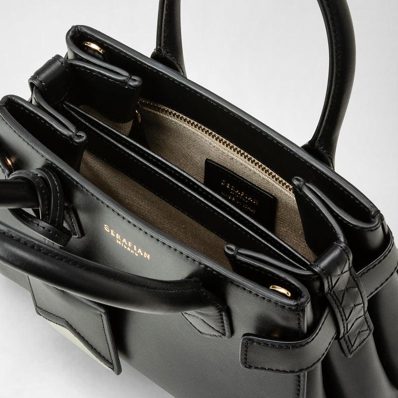 Serapian Mini meline' handbag in seta leather black 2025