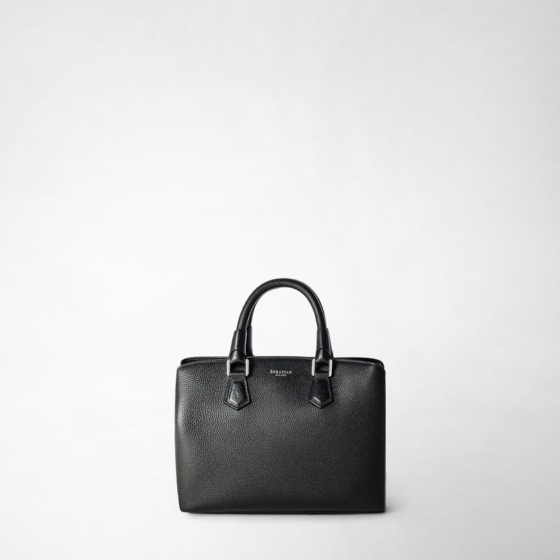 Serapian Small luna handbag in rugiada leather black Qualità