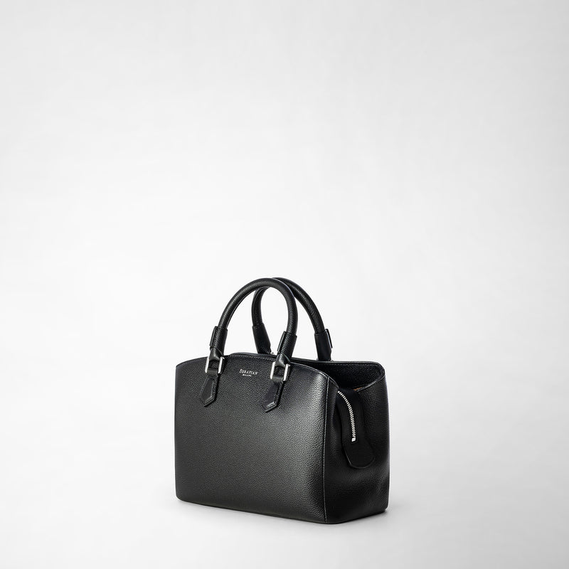 Serapian Small luna handbag in rugiada leather black Qualità