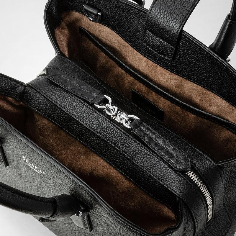 Serapian Small luna handbag in rugiada leather black Qualità