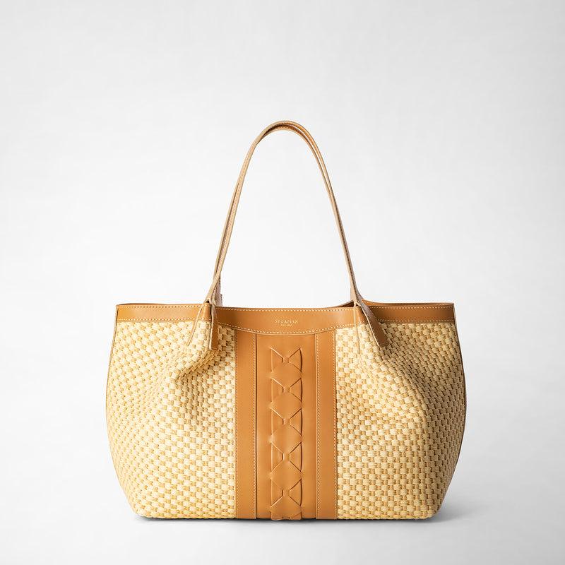 Serapian TOTE BAG SECRET PICCOLA IN RAFIA E PELLE SETA Promozione