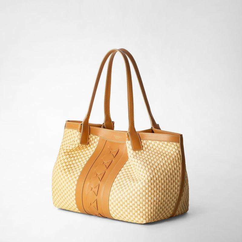 Serapian TOTE BAG SECRET PICCOLA IN RAFIA E PELLE SETA Promozione
