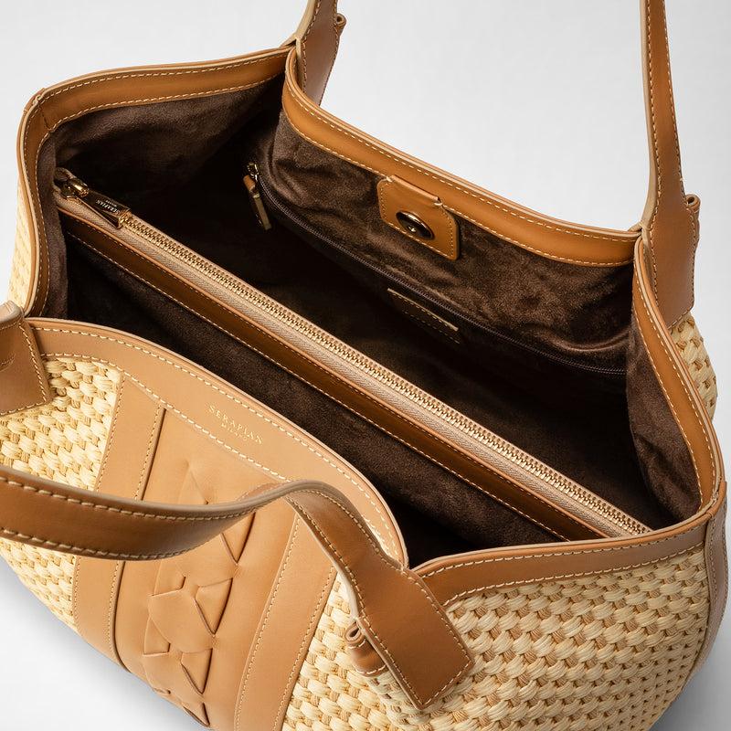 Serapian TOTE BAG SECRET PICCOLA IN RAFIA E PELLE SETA Promozione