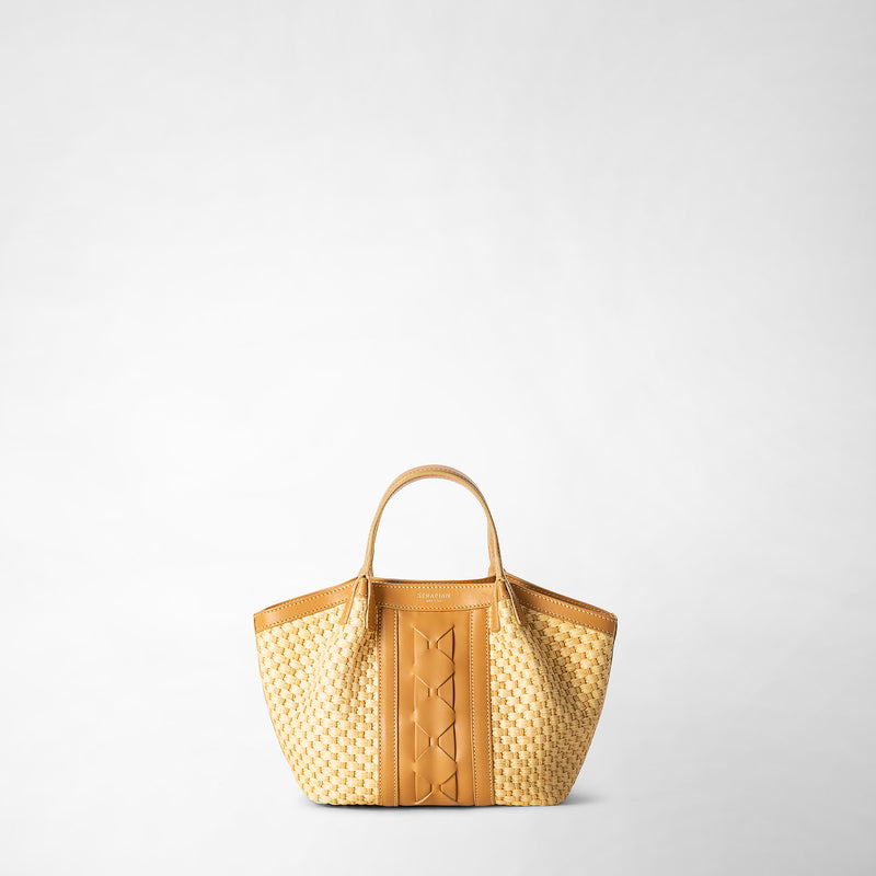 Serapian BORSA SECRET MINI IN RAFIA E PELLE SETA Spedizione Gratuita