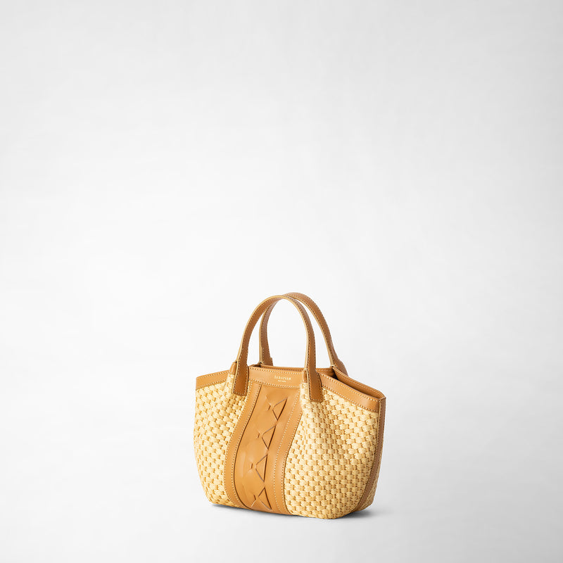 Serapian BORSA SECRET MINI IN RAFIA E PELLE SETA Spedizione Gratuita