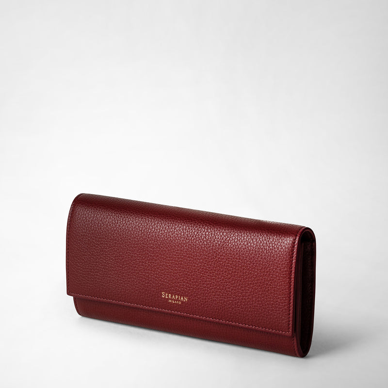 Serapian Portafoglio continental in pelle rugiada burgundy Prezzo Ridotto
