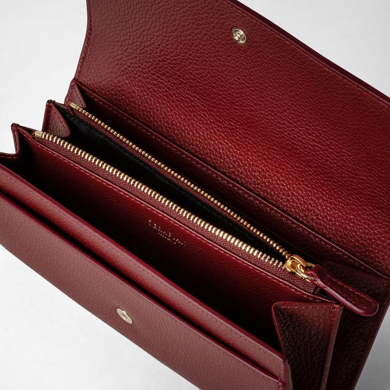 Serapian Portafoglio continental in pelle rugiada burgundy Prezzo Ridotto