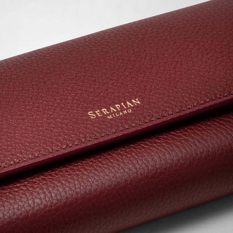 Serapian Portafoglio continental in pelle rugiada burgundy Prezzo Ridotto