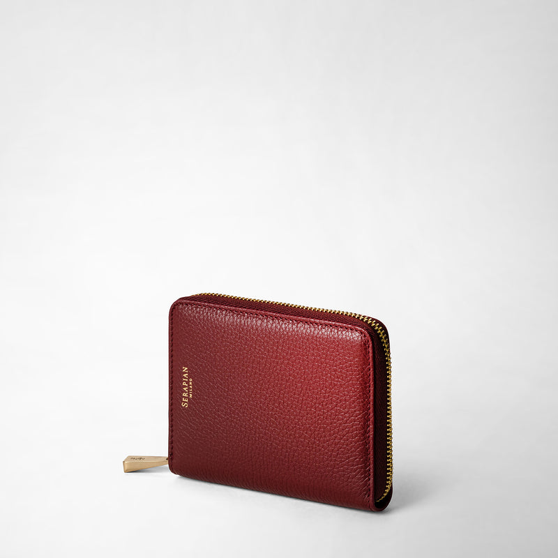 Serapian Portafoglio mini con zip in pelle rugiada burgundy Novità