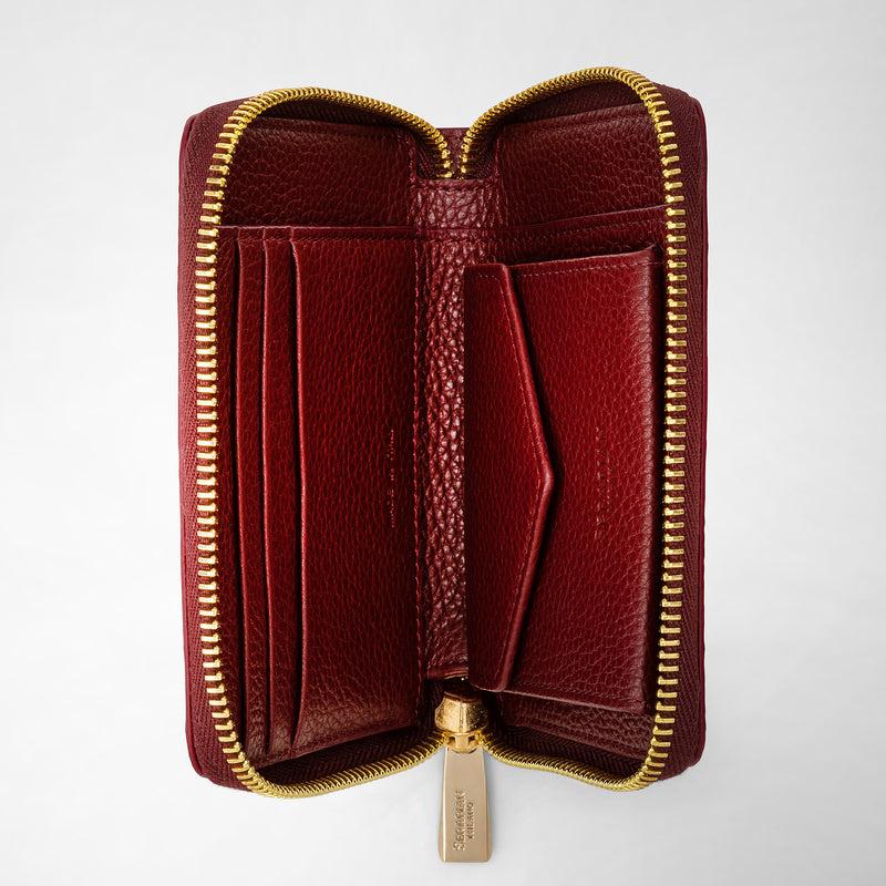 Serapian Portafoglio mini con zip in pelle rugiada burgundy Novità