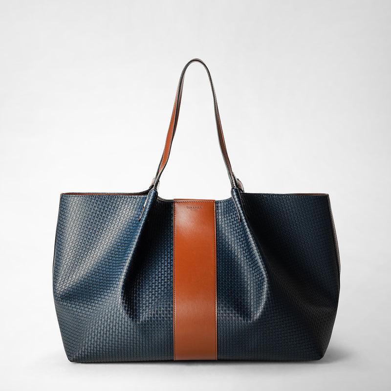 Serapian Borsa shopping secret stepan 72 blu oceano-cuoio Economico