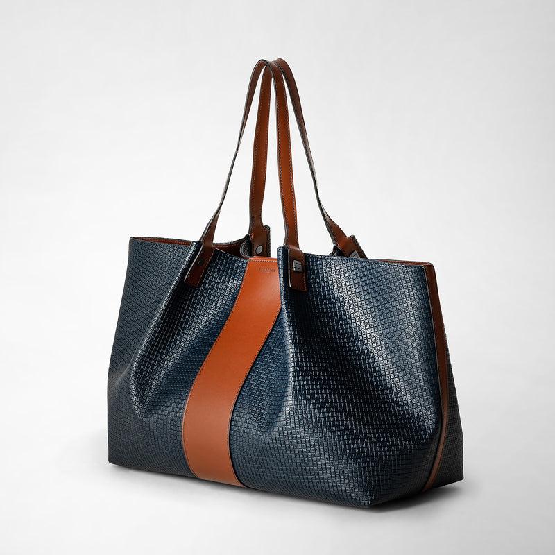 Serapian Borsa shopping secret stepan 72 blu oceano-cuoio Economico