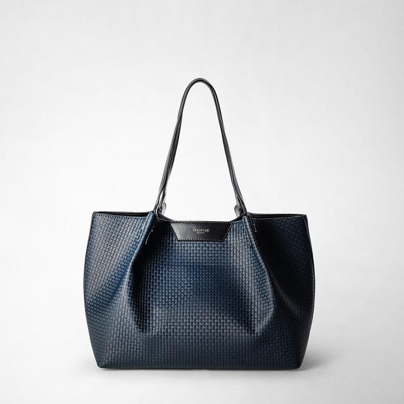 Serapian Tote bag secret piccola in stepan blu oceano-nero Online