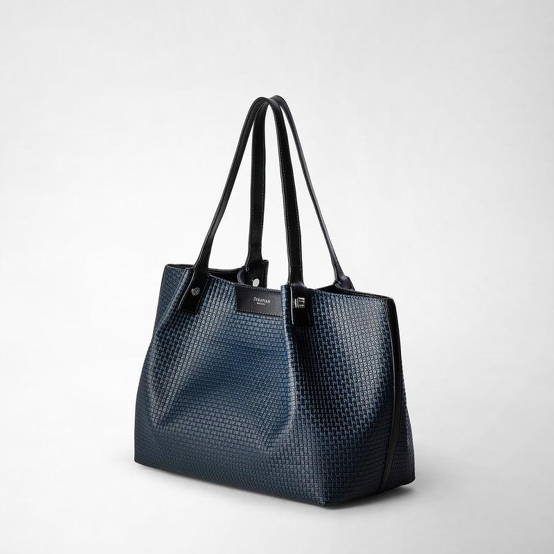 Serapian Tote bag secret piccola in stepan blu oceano-nero Online