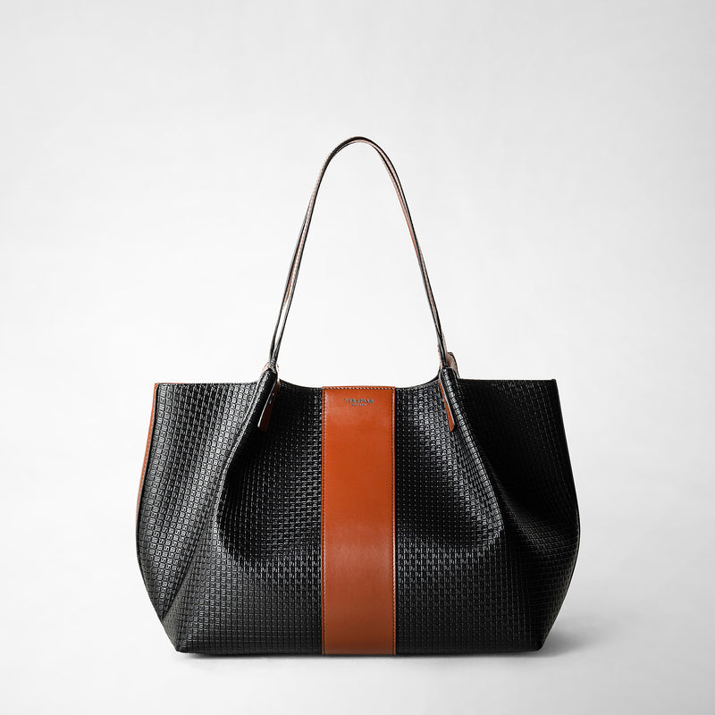 Serapian Borsa shopping secret piccola in stepan 72 nero-cuoio In Vendita