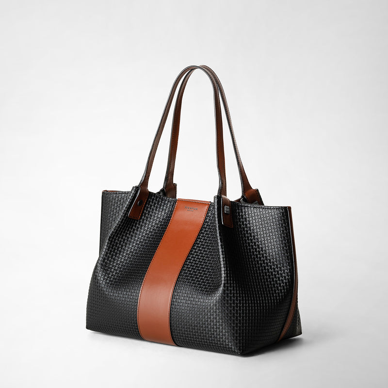 Serapian Borsa shopping secret piccola in stepan 72 nero-cuoio In Vendita