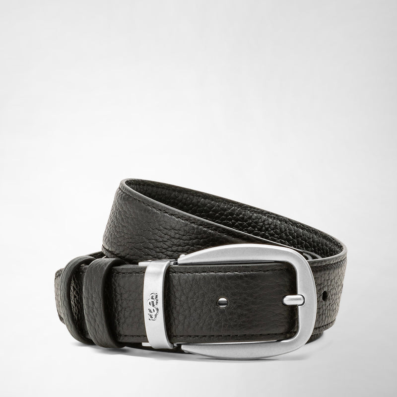 Serapian Cintura reversibile in pelle cachemire nero-navy Saldi