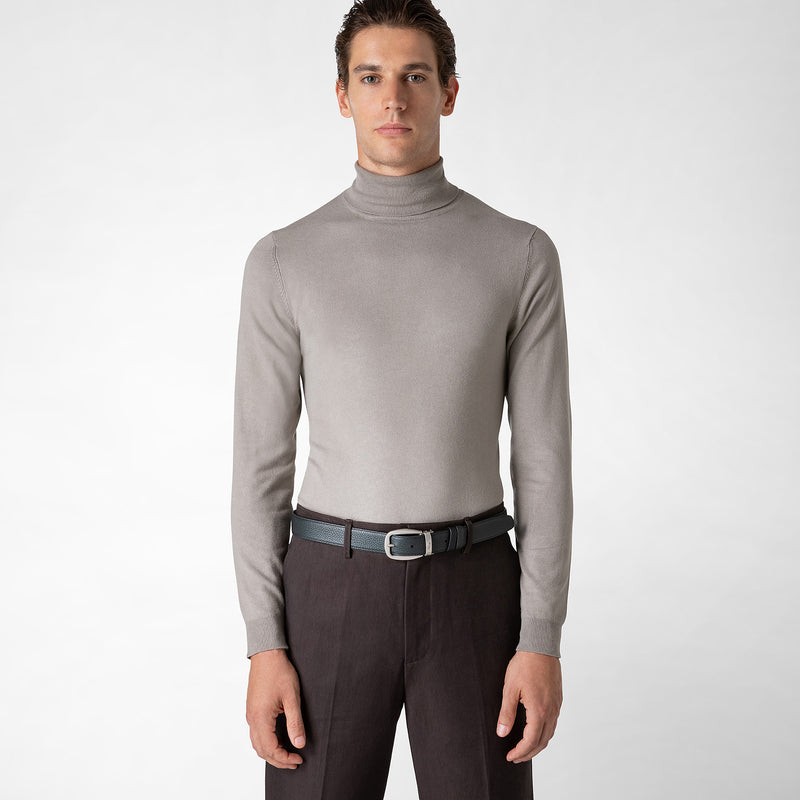 Serapian Cintura reversibile in pelle cachemire nero-navy Saldi