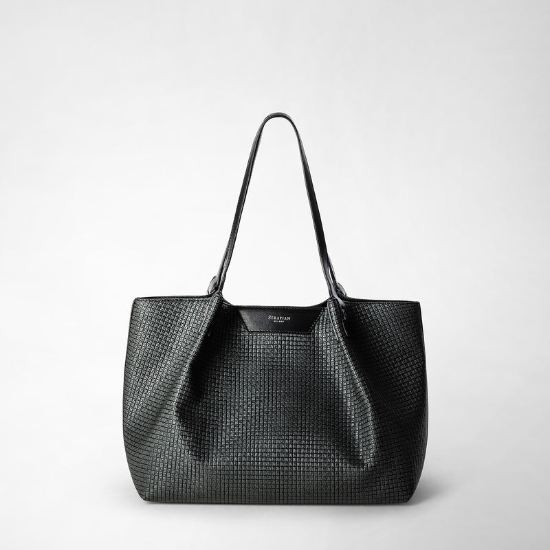 Serapian Tote bag secret piccola in stepan asfalto-nero Offerte