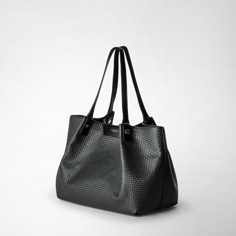 Serapian Tote bag secret piccola in stepan asfalto-nero Offerte