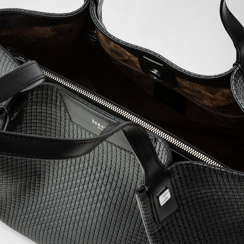 Serapian Tote bag secret piccola in stepan asfalto-nero Offerte