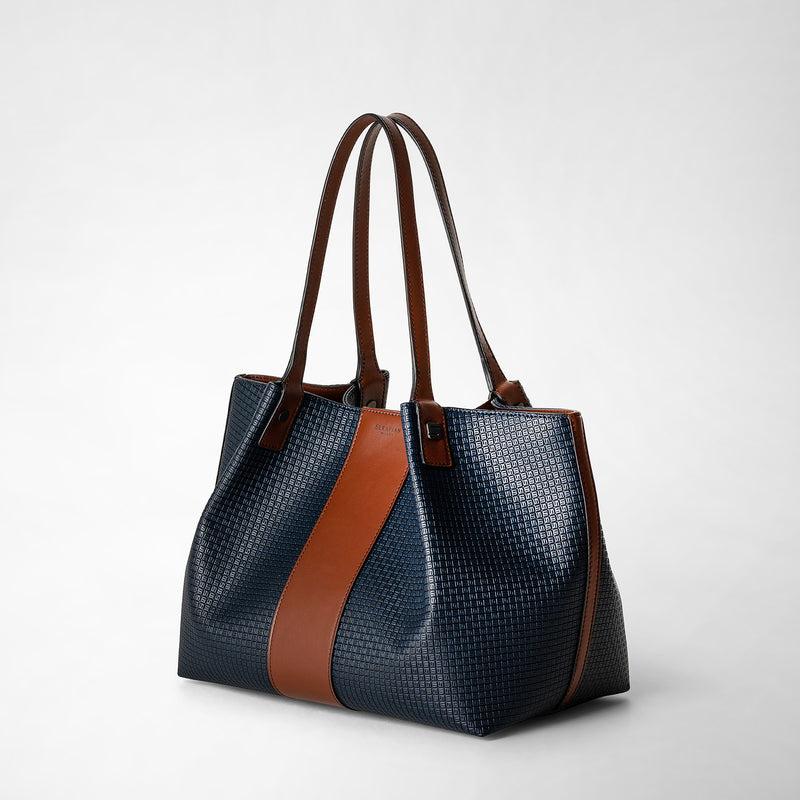 Serapian Borsa shopping secret piccola stepan 72 blu -cuoio Hotsell