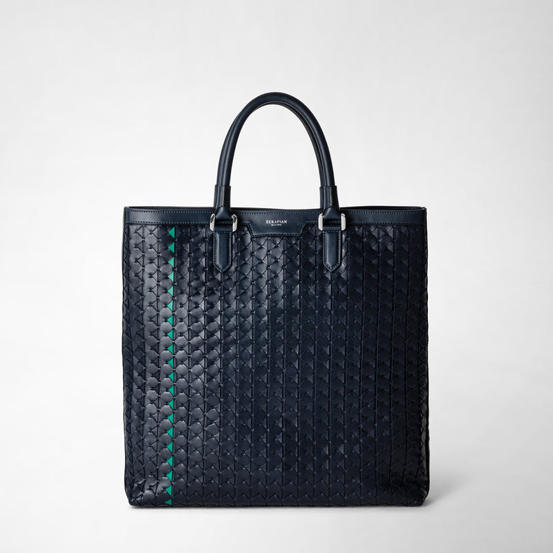 Serapian Vertical tote bag in mosaico navy blue Vendita Calda