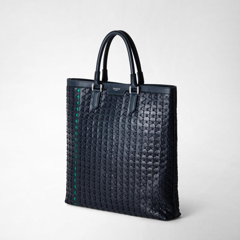 Serapian Vertical tote bag in mosaico navy blue Vendita Calda