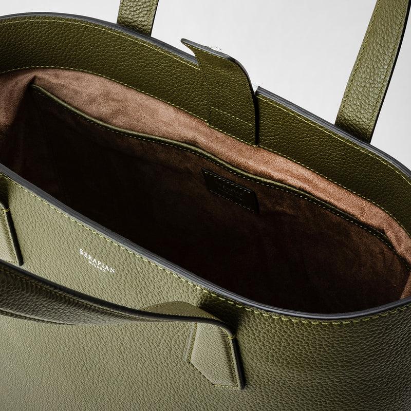Serapian Day tote bag in cachemire leather olive green Negozio