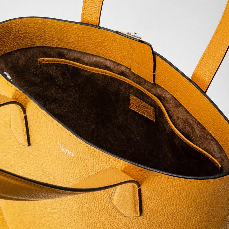 Serapian Day tote bag in cachemire leather ochre In Saldo