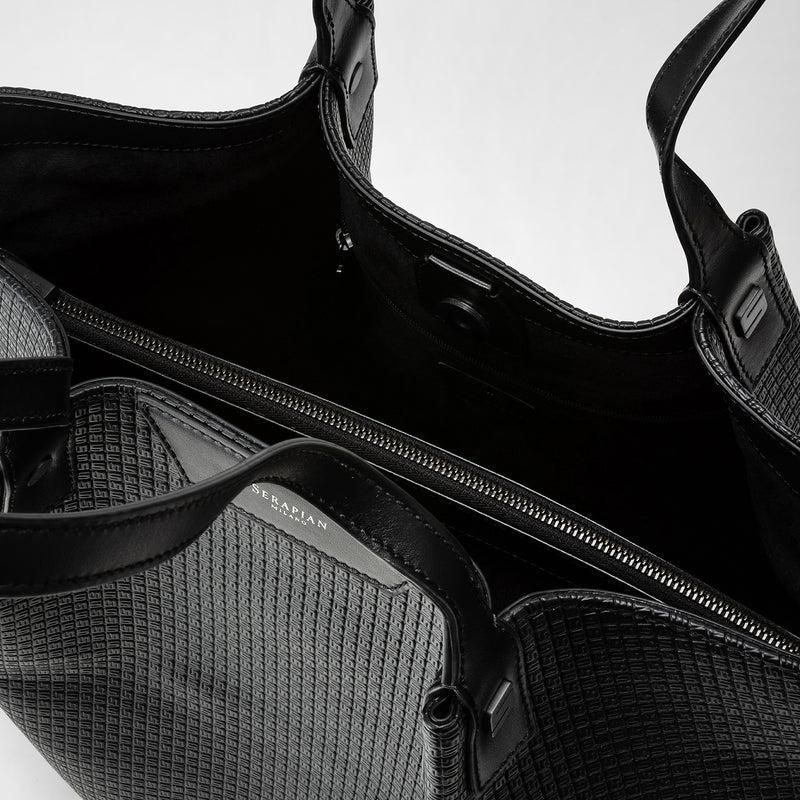 Serapian Vertical secret tote bag stepan nero-nero eclissi Nuova