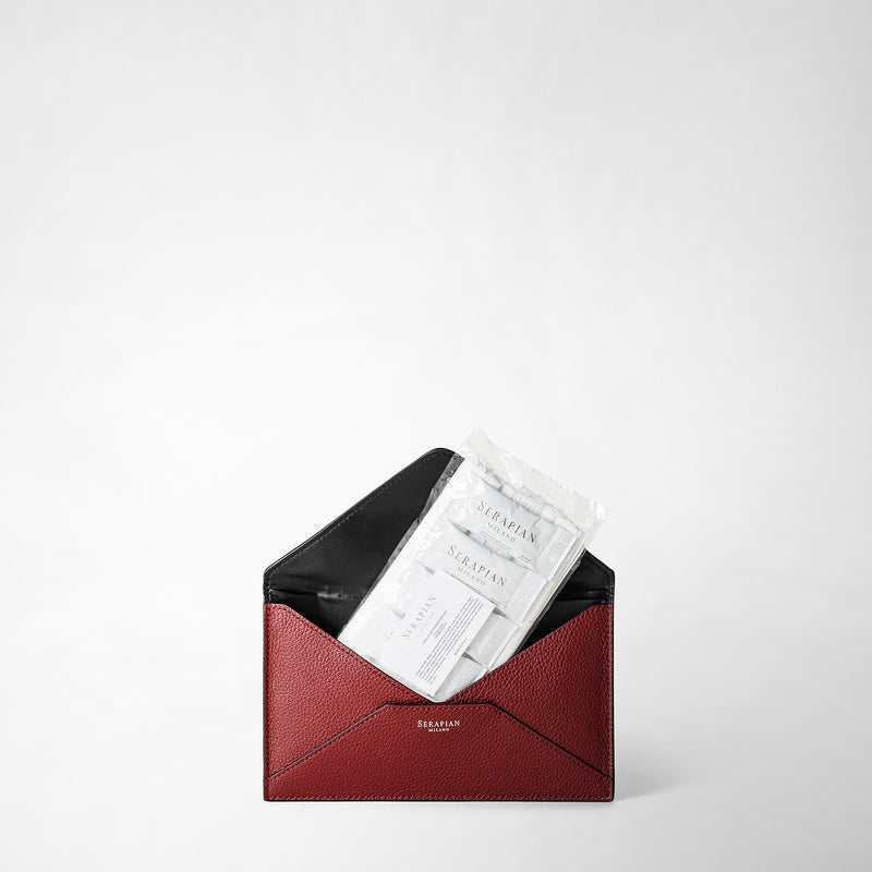 Serapian Pouch in pelle rugiada burgundy Italia