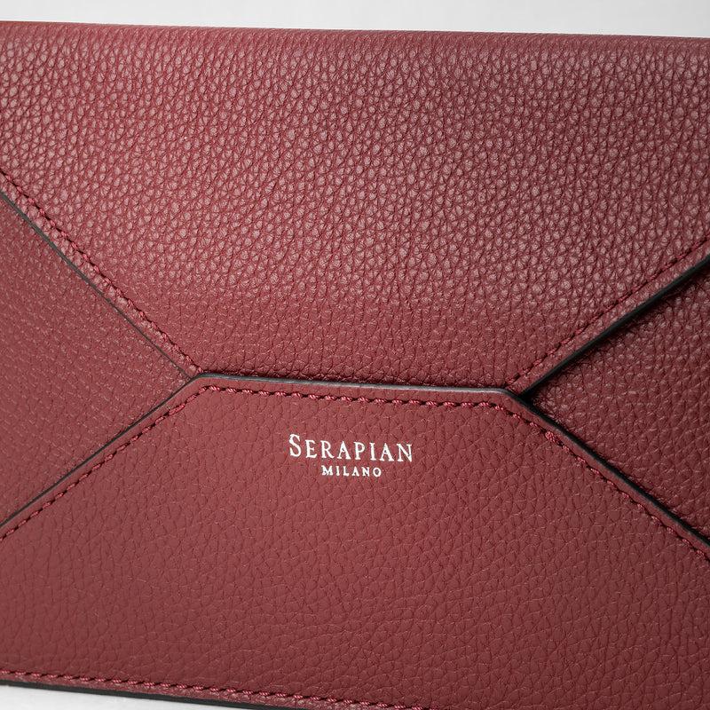 Serapian Pouch in pelle rugiada burgundy Italia