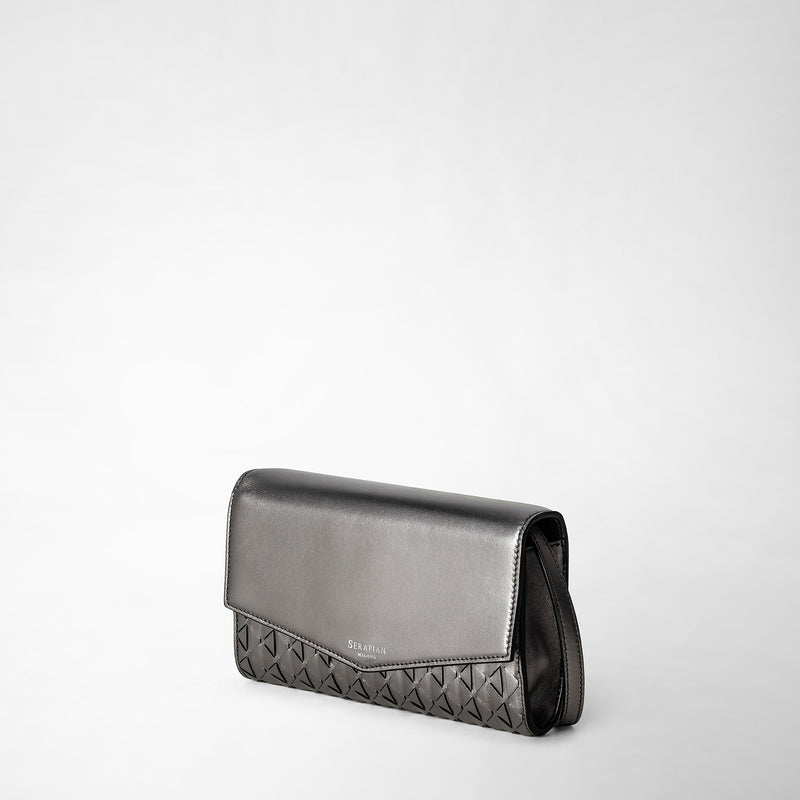 Serapian Clutch with shoulder strap in mosaico ruthenium Qualità