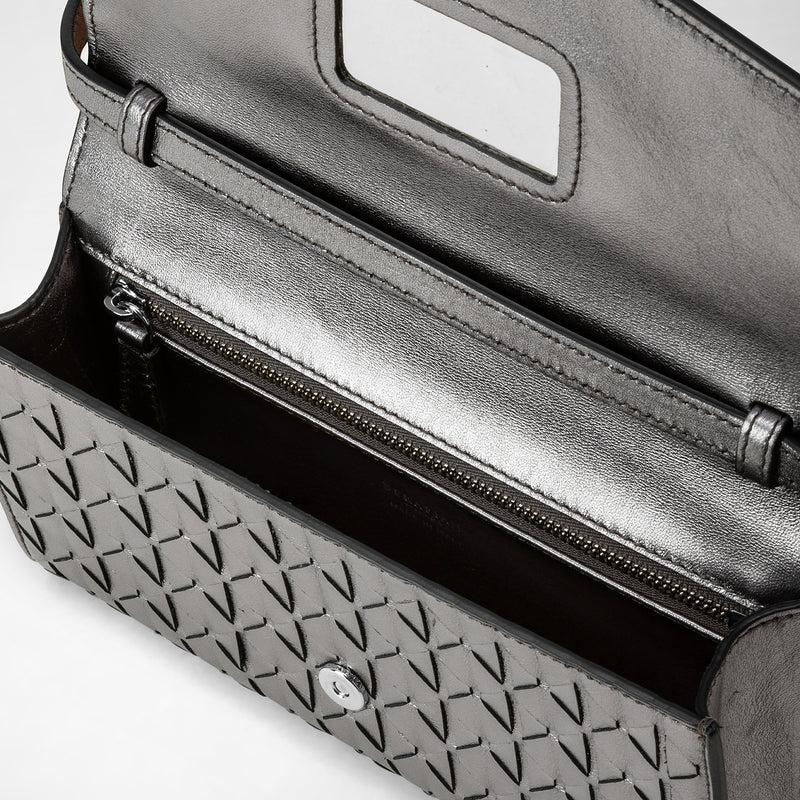 Serapian Clutch with shoulder strap in mosaico ruthenium Qualità